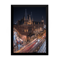 Lindo quadro decorativo catedral gotica a noite 42x29cm