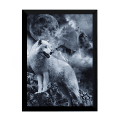 Lindo quadro mistico arquetipo lobo branco 42x29cm