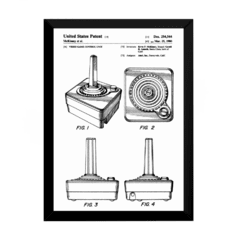 Quadro decoração gamer retro patente controles atari 42x29cm