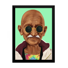 Quadro decoração pop art Mahatma Gandhi Hipster 42x29