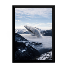 Lindo quadro decoração surreal a baleia das nuvens 42x29