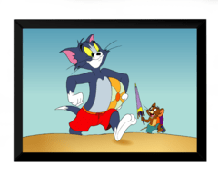 Quadro decorativo Tom e Jerry na praia 42x29cm