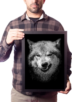 Quadro Lobo Animal Selvagem Poster Na Moldura