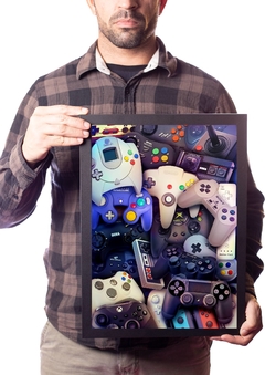 Poster Moldurado Quadro Retro Games Arte Vários Controles