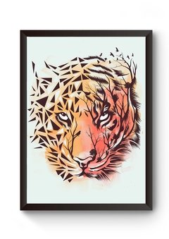 Quadro Arte Colorida Tigre Poster Moldurado