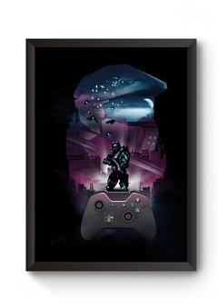 Quadro Arte Simplista Game Halo Poster Moldurado