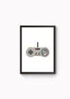 Poster Moldurado Retrô Gamer Controle Super Nintendo