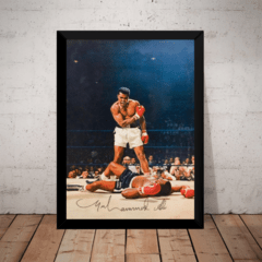 Lindo Quadro decorativo pintura foto historica do Boxe Ali 42x29cm