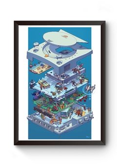 Quadro Console retrô DreamCast Poster moldurado