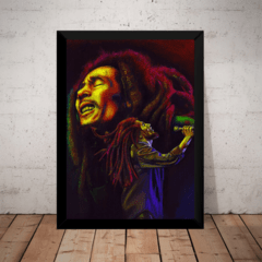 Reggae Poster Arte Com Moldura Bob Marley Quadro 44x32cm