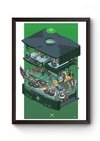 Quadro Console retrô Xbox Clássico Poster Moldurado