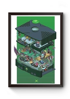 Quadro Console retrô Xbox Clássico Poster Moldurado