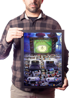 Poster Moldurado Retro Game Arte Super Nintendo Quarto Gamer