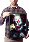 Quadro Palhaço Zumbi Arte Macabra Horror Poster Moldurado