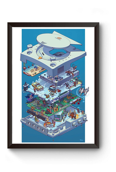 Quadro Console Retrô Dreamcast Poster Moldurado