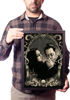 Quadro Casal Morticia & Gomez Addams Presente Namorada