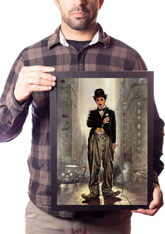 Quadro Decorativo Charlie Chaplin Arte Poster Moldurado