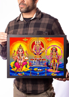 Quadro Arte Indiana Ganesh Ayyappa Subramania Hindu Mantra