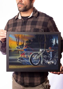 Quadro David Mann Arte Motociclista Guerreiro