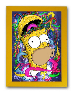 Quadro Simpsons Homer Psicodelico Arte Moldura Amarela