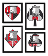 Conjunto 4 Quadros Reis Baralho Arte Cartas Poker