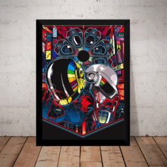 Quadro Musica Daft Punk Desenho Arte Poster Com Moldura