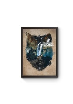 Poster Moldurado Lobo Animal Surreal Quadro
