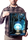 Quadro Gato Arte Sobrenatural Wicca Poster Moldurado
