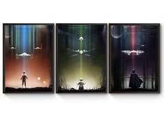 3 Quadros A3 Trilogia Star Wars Poster Moldurado