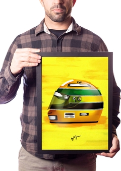 Lindo Quadro Capacete Ayrton Senna Poster Moldurado