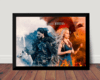 Quadro Game Of Thrones Gelo & Fogo Arte Stark & Targaryen