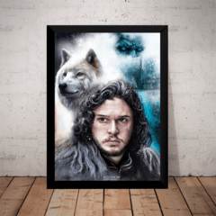 Quadro Game Of Thrones Arte Jon Snow Stark Lobo
