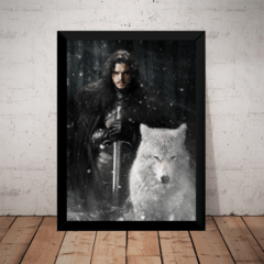 Quadro Game Of Thrones Jon Snow Lobo Branco Arte Stark