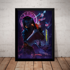 Quadro Game Arte Cyberpunk 2077 Poster Com Moldura