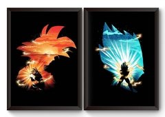 Kit 2 Quadros Goku e Vegeta Poster Moldurado