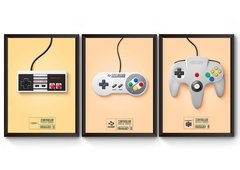 Kit 3 Quadros Games Retrô Nintendo Poster Moldurado