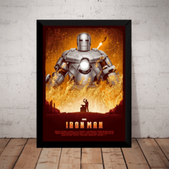 Quadro Homem De Ferro Arte Retro Poster Moldurado