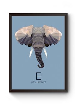 Quadro Arte Geométrica Elefante Poster Moldurado