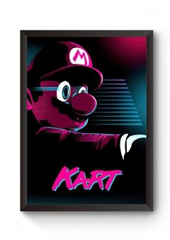 Quadro Mario Kart Game Retrô Poster Moldurado