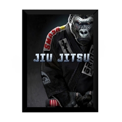 Quadro Jiu Jitsu Decoração Dojo Gorila Kimono Arte