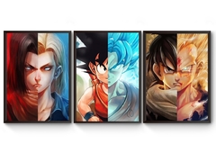 Kit 3  Quadros A4  Anime Dragon Ball Z Poster Moldurado