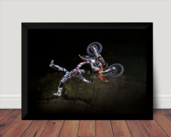 Quadro Mx Freestyle Motocross Manobra Poster Com Moldura