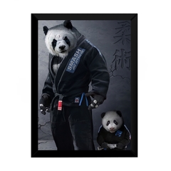 Quadro Jiu Jitsu Decoração Dojo Panda Pai e Filho Arte