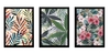 Kit 3 Quadros A4 Artes Folhas Flores Plantas Botânico Sala