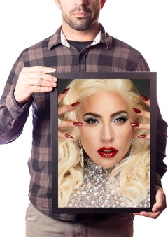 Quadro Decorativo Lady Gaga Linda Foto Pôster Na Moldura