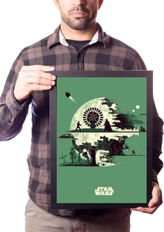Lindo Quadro Star Wars Estrela da Morte Poster Moldurado