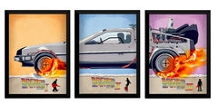 Conjunto 3 Quadros A4 Filme De Volta Para O Futuro DeLorean