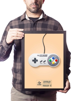 Poster Com Moldura A3  Game Retrô Controle Super Nintendo