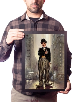 Quadro Decorativo Charlie Chaplin Arte Poster Moldurado