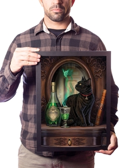 Poster Moldurado Gato Arte Fada Absinth Wicca Quadro